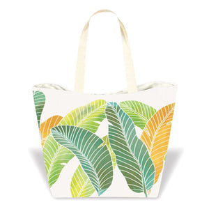 TROPICAL LEAVES GREEN TROPICAL BEACH TOTE