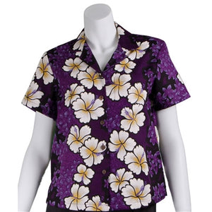 Purple Hibiscus Camp Blouse