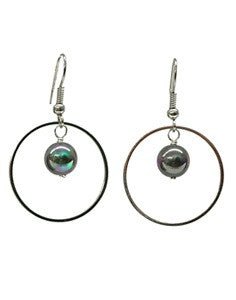 Black Mother of Pearl Hoop Earrings