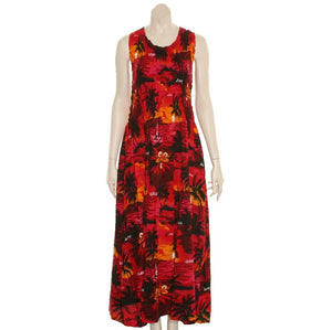 Long Palm Smock Dress (Red)