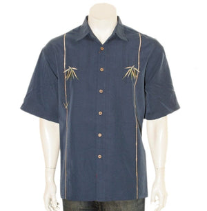 Bamboo Cay "Dual Bamboos" - Men's Aloha Shirt (WB601T-Navy)