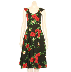 Hibiscus Plumeria Sundress Black