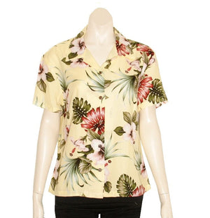 Hawaiian Floral Rayon Camp Blouse