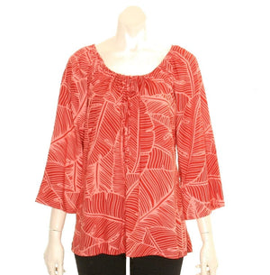 Hilo Hattie Banana Leaf Rayon Peasant Top 3/4 Sleeve