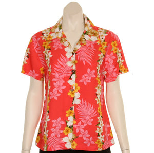 Plumeria Panel Rayon Camp Blouse