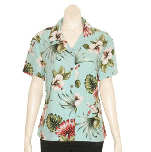 Hawaiian Floral Rayon Camp Blouse