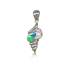 Sterling Silver Rainbow Opal Sea Shell Pendant