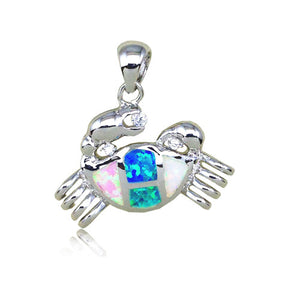 Sterling Silver Rainbow Opal Crab Pendant