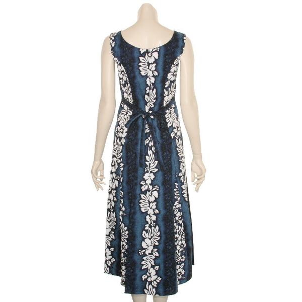 Hibiscus Panel  Sylvia  Round Neck Tie Long Dress