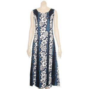 Hibiscus Panel  Sylvia  Round Neck Tie Long Dress